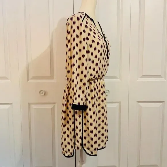 LA Made Resolve Brand Purple Cream Ikat Print V Neck Dress Medium New - Picture 4 of 10